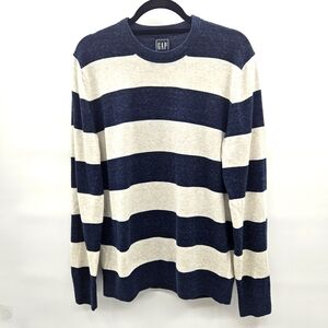 Gap Cotton Crewneck Blue & Gray Stripe Sweater‎ Size Medium EUC